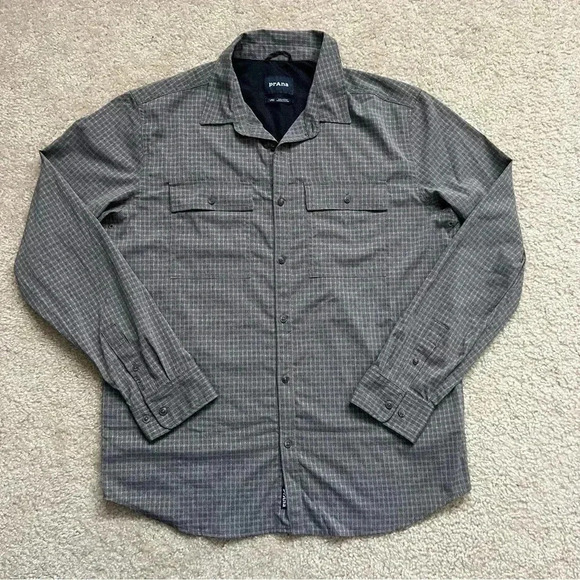 Prana Garvan Long Sleeve Shirt Gray Men's Size Large Outdoor Active # M21212643 - Picture 4 of 16